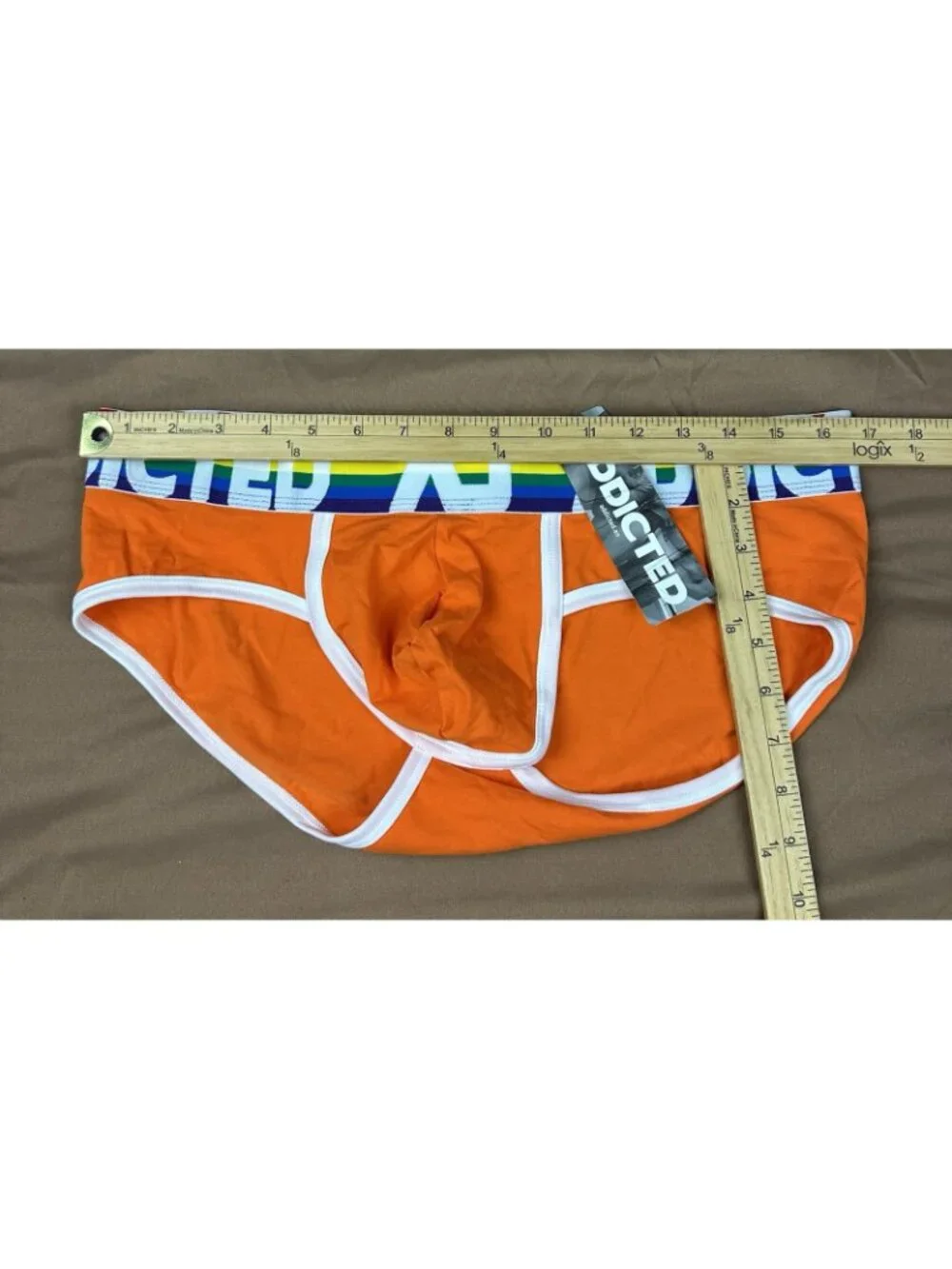 ADDICTED Rainbow Pride Briefs Orange Cotton Men's Underwear Size 3XL / 40 NWT